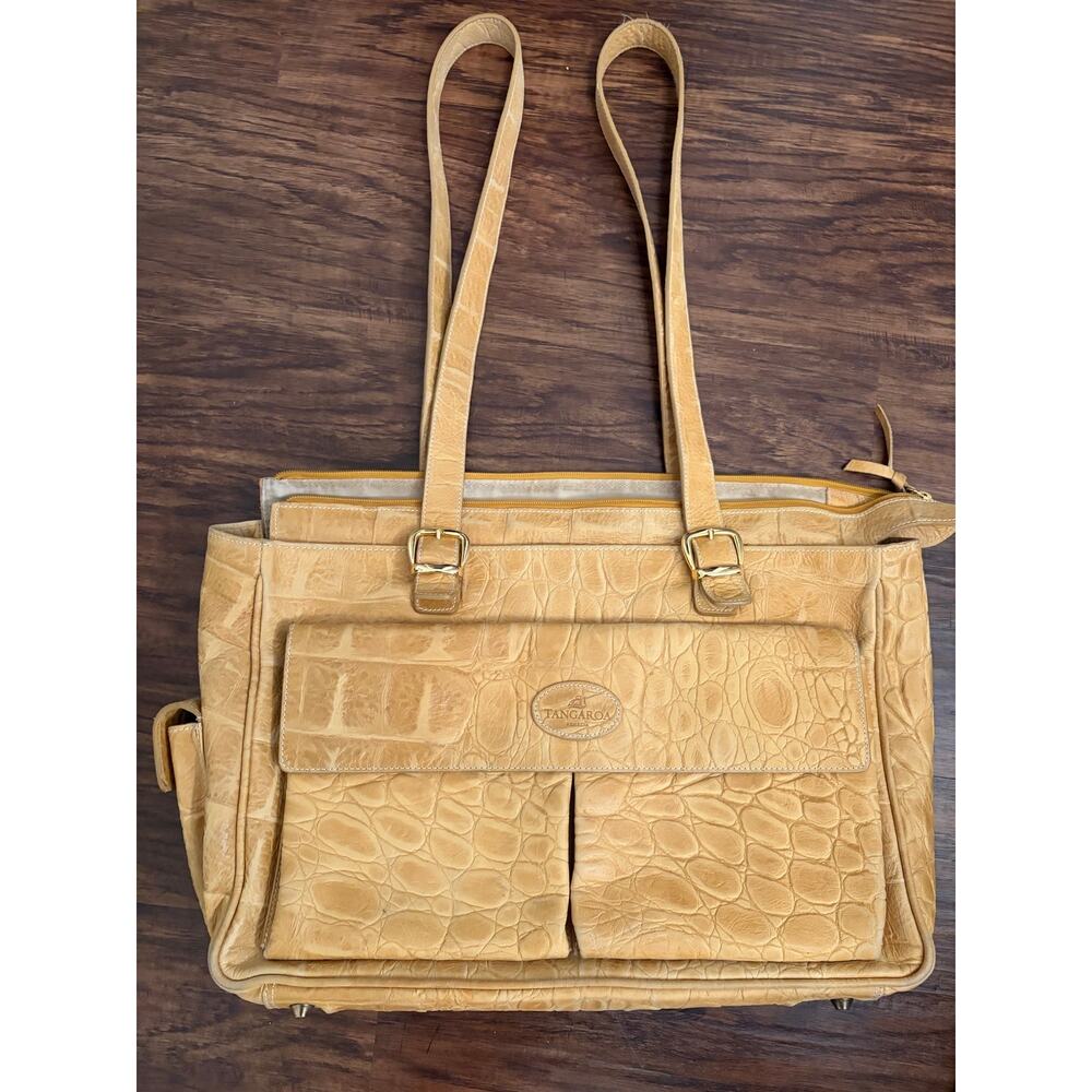 Tangaroa by Terrida tan leather large weekend travel bag